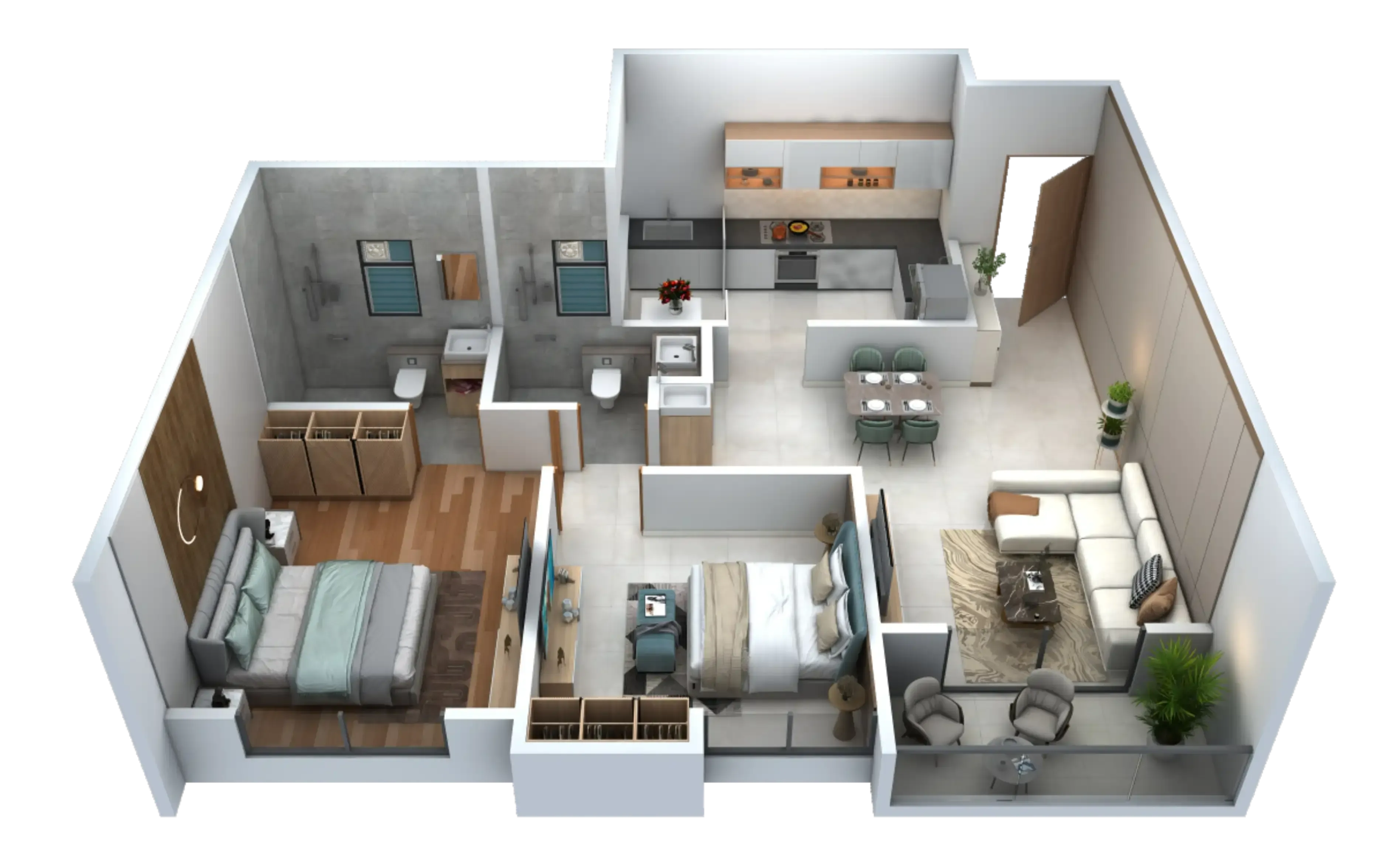 2 BHK Cut Section