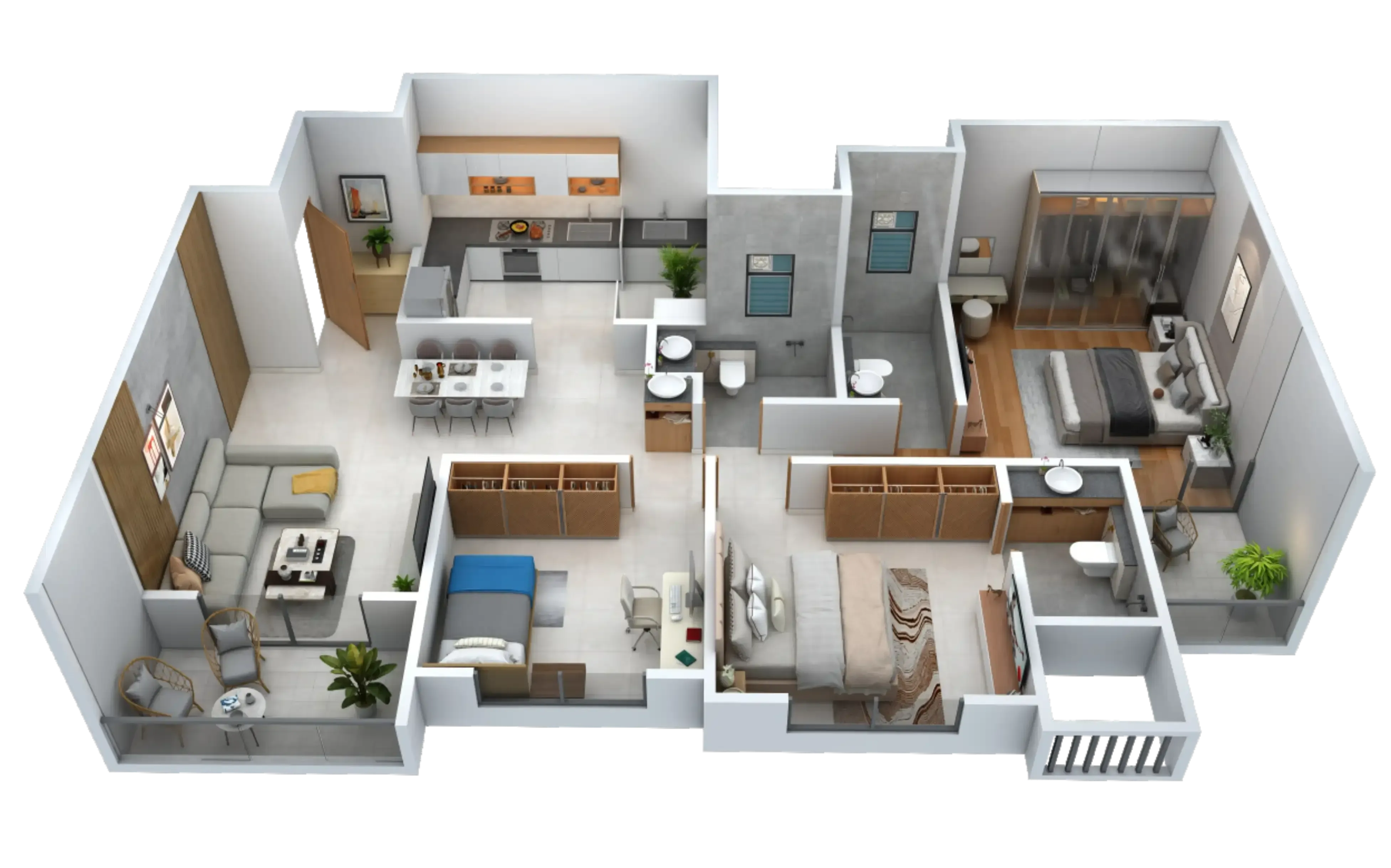 3 BHK Cut Section